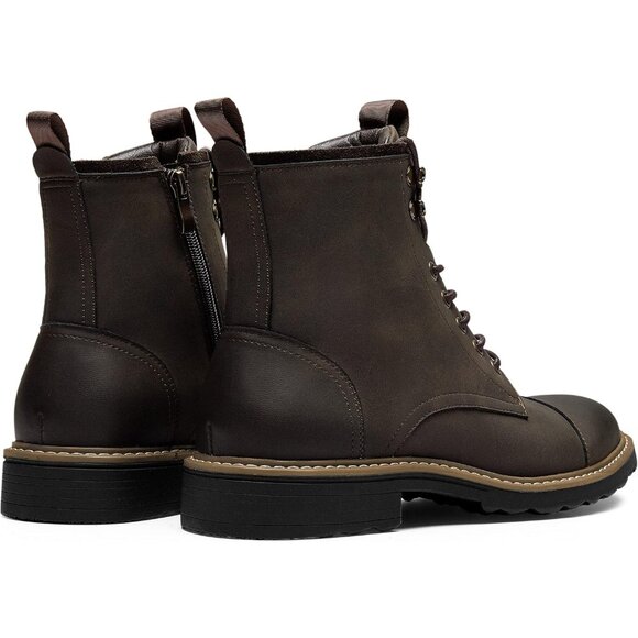 ⚡Men's Dark Brown Lace Up Casual Leather Boots Zipper Fashion Chukka Boot - Picture 5 of 9